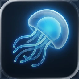Kegelia app icon: a glowing jellyfish on deep navy